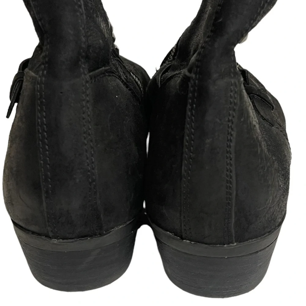 LAUREN Ralph Lauren Studded Booties Leather Moto Size 10 - Picture 3 of 6